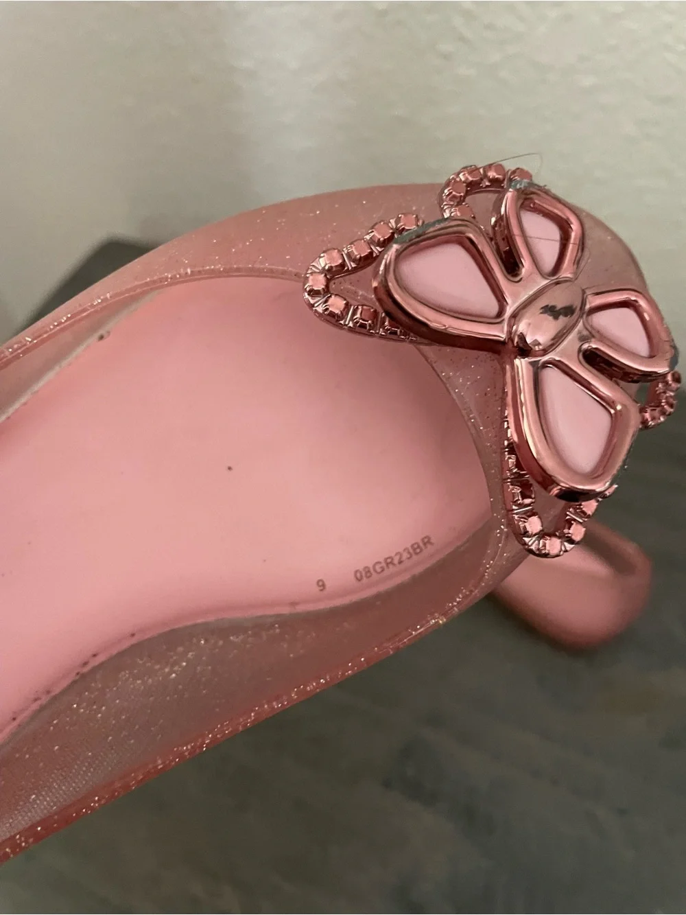 Mini Melissa Pink Glitter Butterfly Jelly Flats